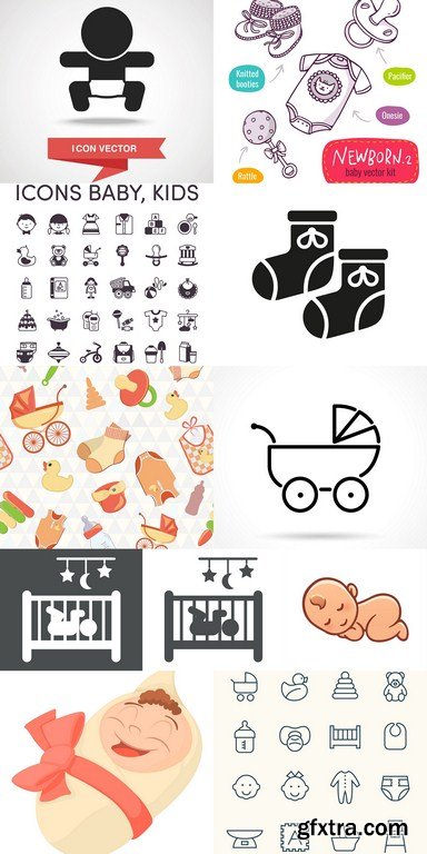 Newborn Baby Icon - 10 x JPEGs