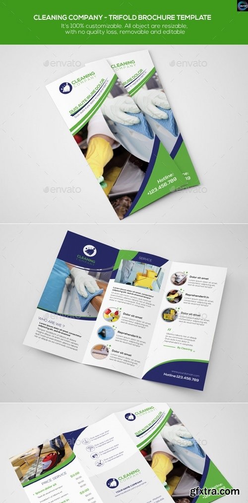 GraphicRiver - Cleaning Company - Trifold Brochure Template 12694764