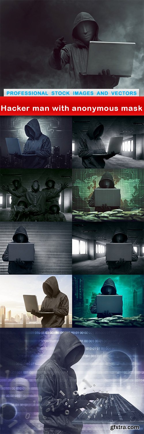 Hacker man with anonymous mask - 10 UHQ JPEG