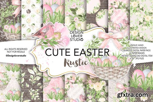 Watercolor Cute Easter Rustic DPpack