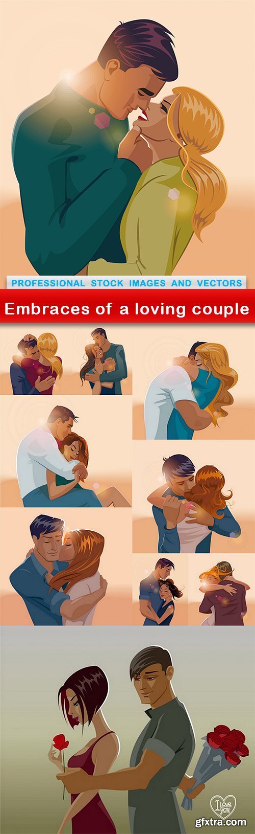 Embraces of a loving couple - 10 EPS