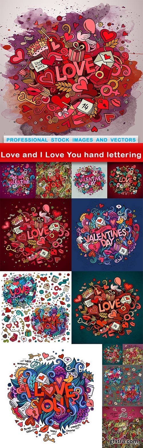 Love and I Love You hand lettering - 14 EPS