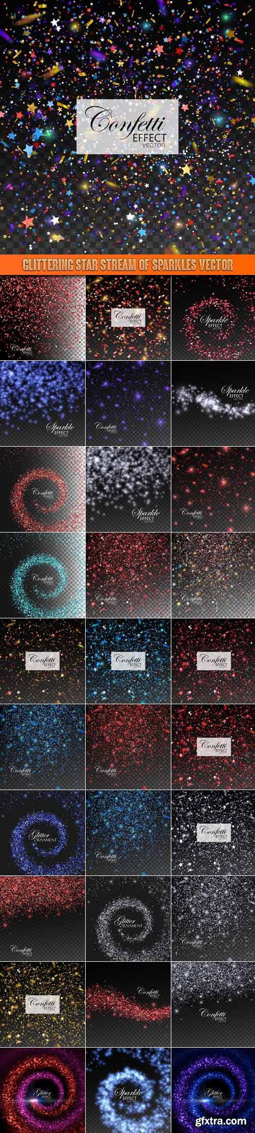 Glittering star stream of sparkles vector