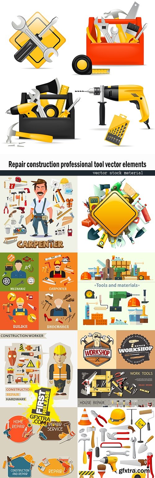 Repair construction professional tool vector elements