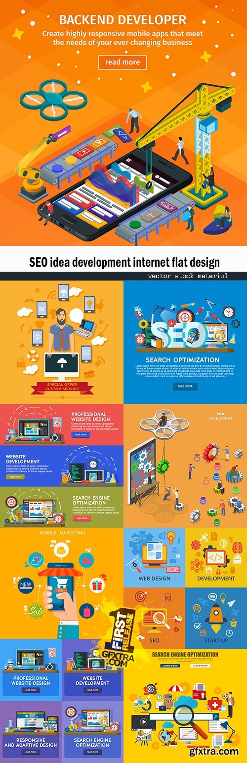 SEO idea development internet flat design