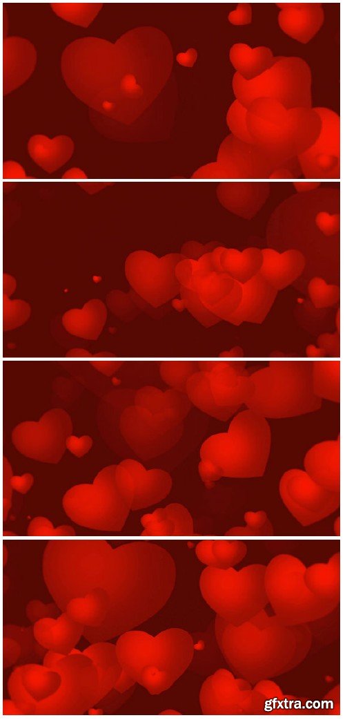 Video footage Red Valentines video background with growing red hearts HD