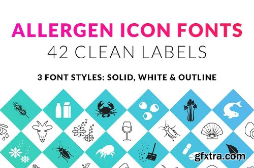 CreativeMarket Food & Allergen Icon Font Set 1160142