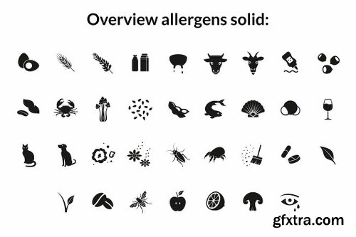 CreativeMarket Food & Allergen Icon Font Set 1160142