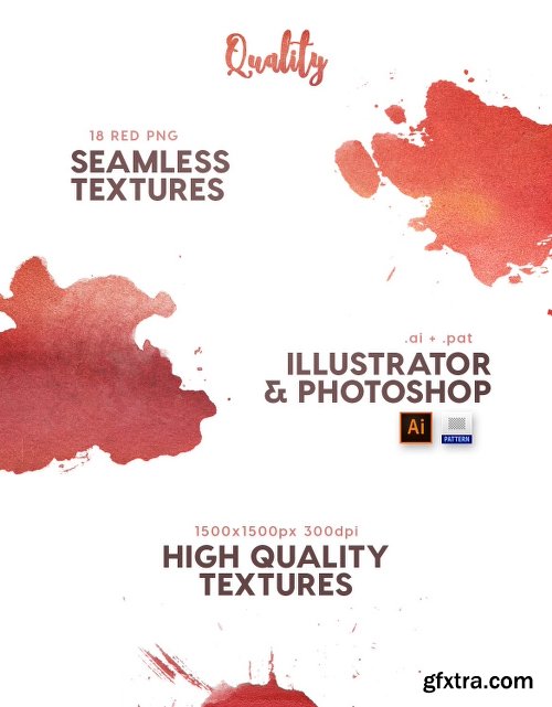 Watercolor Seamless Textures - Red Pack