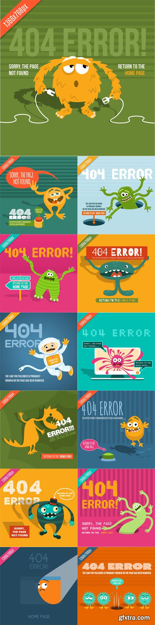 404 Error Page Vector Template Collection