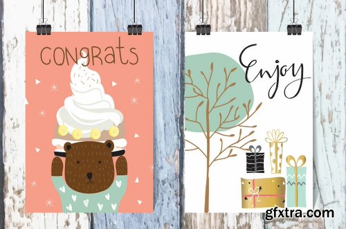 CreativeMarket 10 cute lovely design animal cards2# 1160292