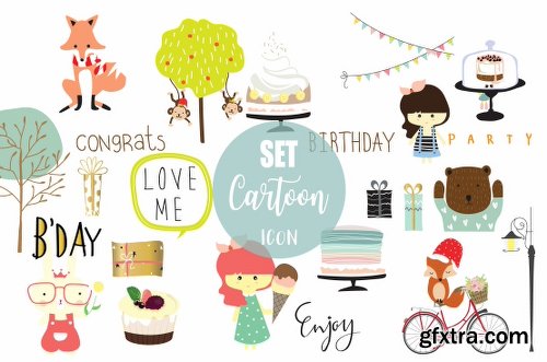 CreativeMarket 10 cute lovely design animal cards2# 1160292