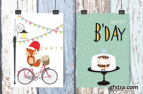 CreativeMarket 10 cute lovely design animal cards2# 1160292