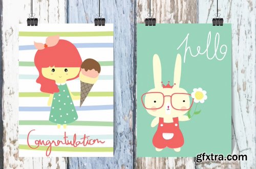 CreativeMarket 10 cute lovely design animal cards2# 1160292