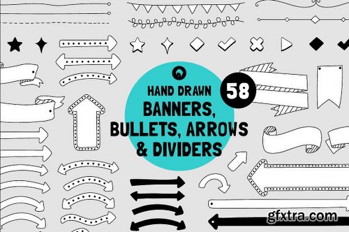 CreativeMarket Hand Drawn Banners Arrows Dividers 1170882