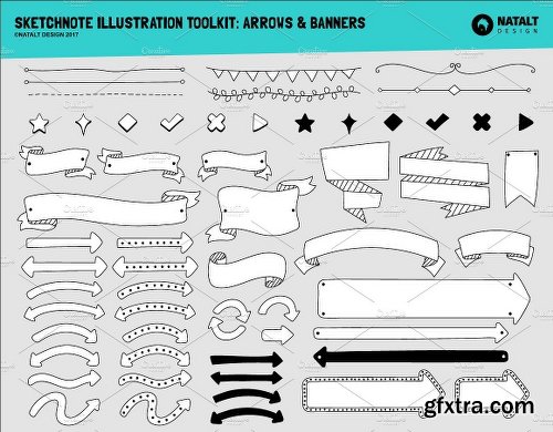 CreativeMarket Hand Drawn Banners Arrows Dividers 1170882