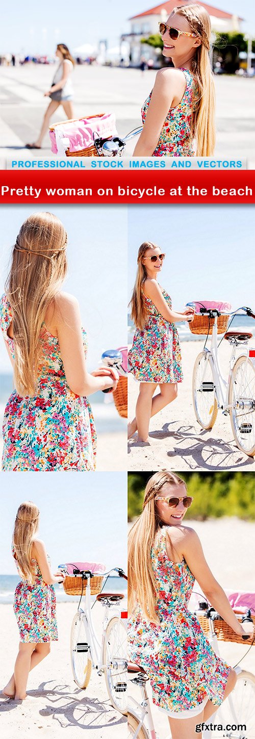 Pretty woman on bicycle at the beach - 5 UHQ JPEG