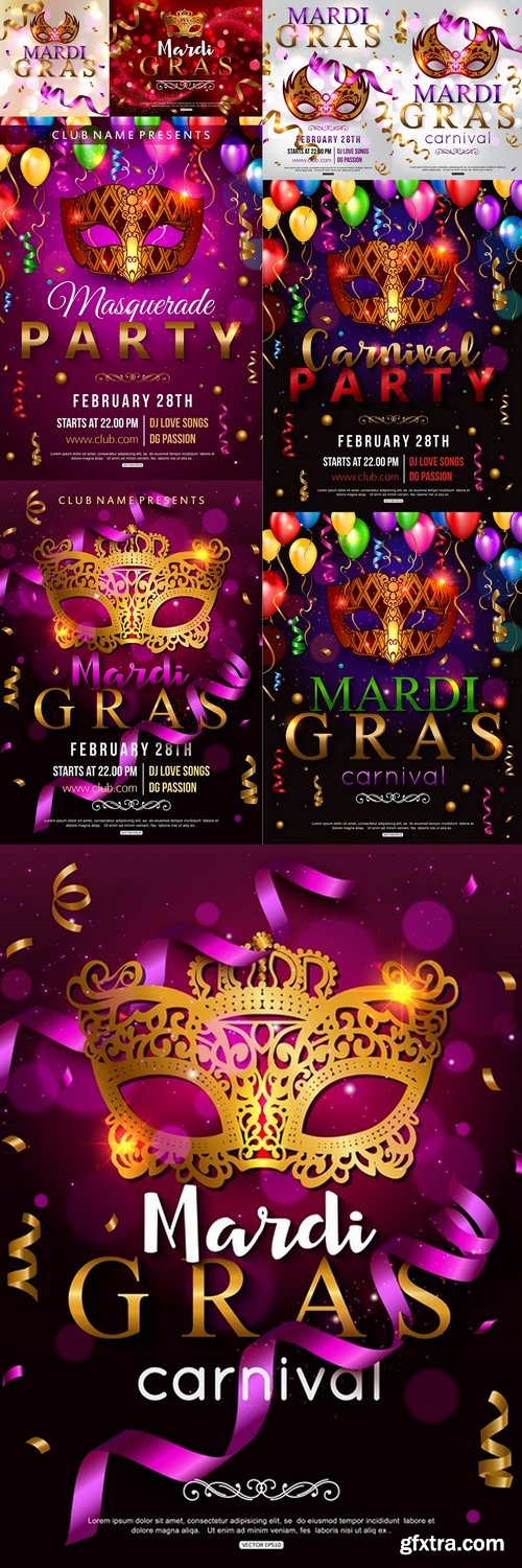 Elegant background for Mardi Gras carnival. Vector illustration