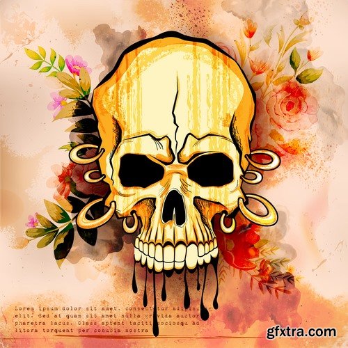 Collection of skull dragon pattern for clothing pattern example of a mythical animal 18 EPS