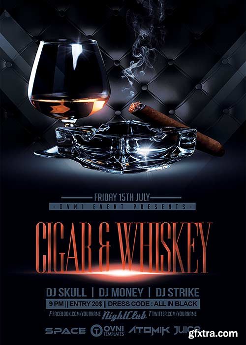 Cigar & Whiskey V11 Flyer Template