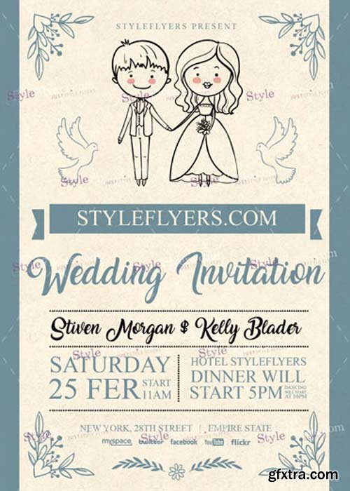 Wedding Invitation V10 PSD Flyer Template