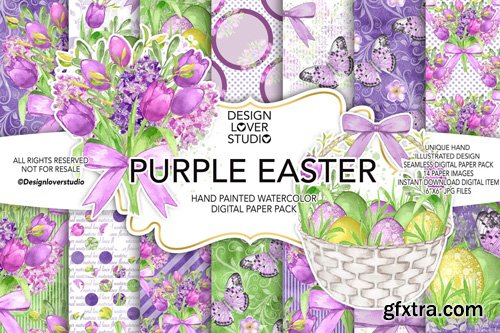 Watercolor Purple Easter DP pack