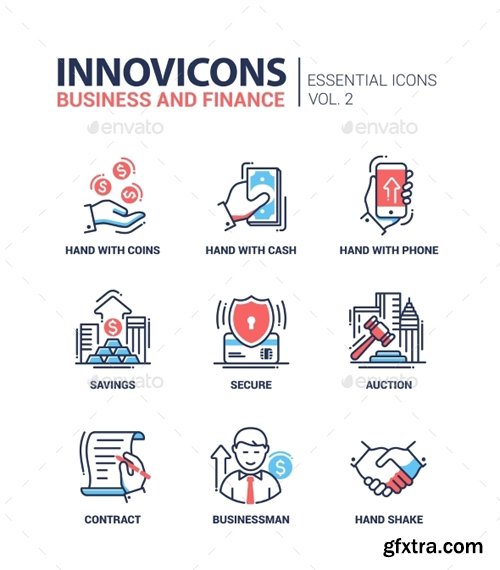 GR - Modern Office and Business Line Flat Design Icons 14500301