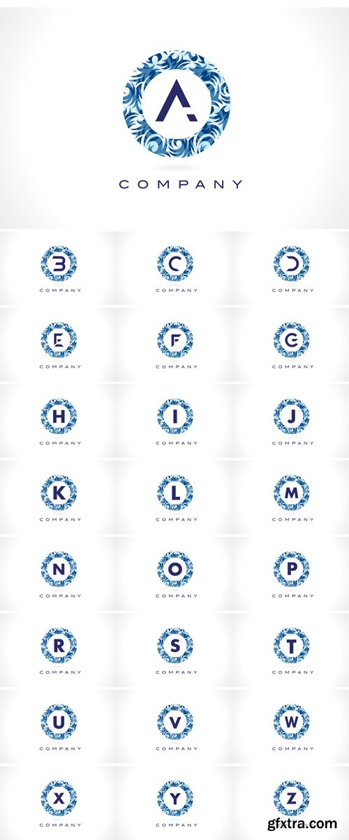 Vector Set - Letter Blue Pattern Logo Design