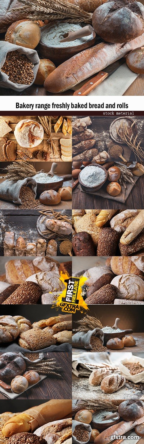 Bakery range freshly baked bread and rolls