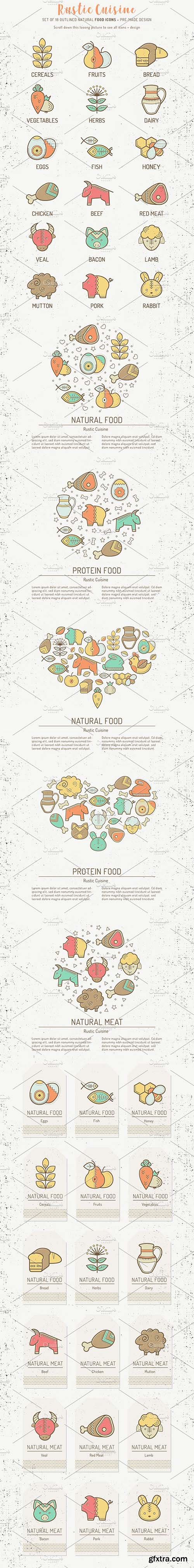 CreativeMarket 50%OFF Rustic Cuisine: Food Icons 1226912