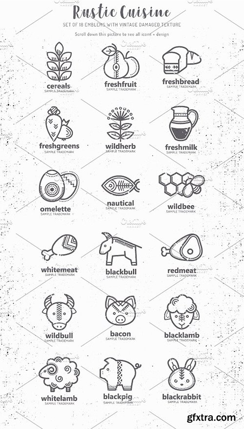 CreativeMarket 50%OFF Rustic Cuisine: Food Icons 1226912