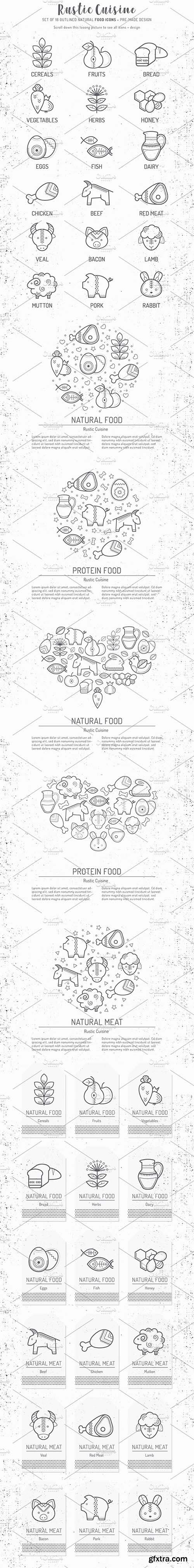 CreativeMarket 50%OFF Rustic Cuisine: Food Icons 1226912