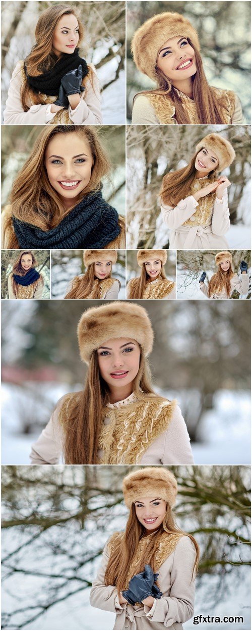 Beautiful pretty girl in winter clothes 10X JPEG