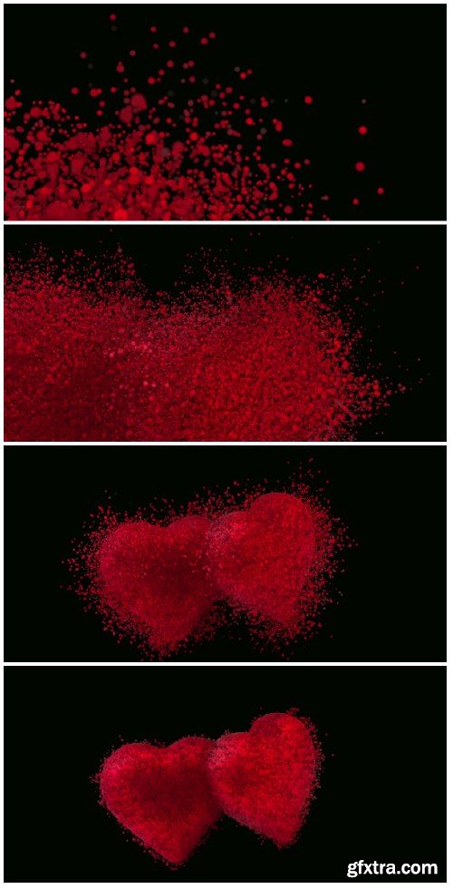 Video footage Particles of hearts with alpha channel