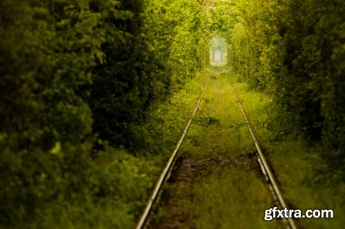 Collection of the train in the forest railway sleepers rails 25 HQ Jpeg