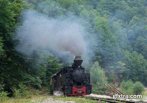 Collection of the train in the forest railway sleepers rails 25 HQ Jpeg