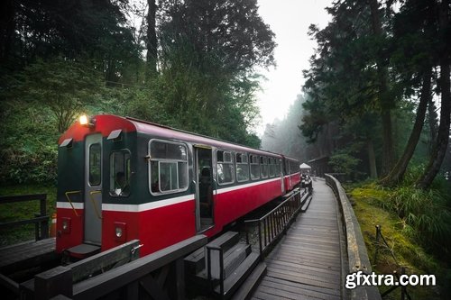 Collection of the train in the forest railway sleepers rails 25 HQ Jpeg