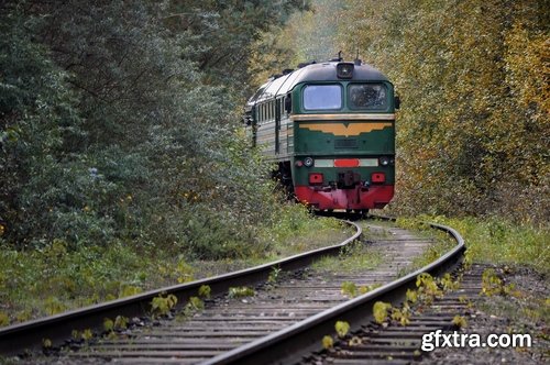 Collection of the train in the forest railway sleepers rails 25 HQ Jpeg