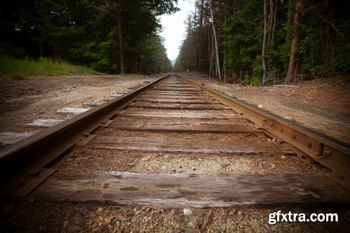 Collection of the train in the forest railway sleepers rails 25 HQ Jpeg