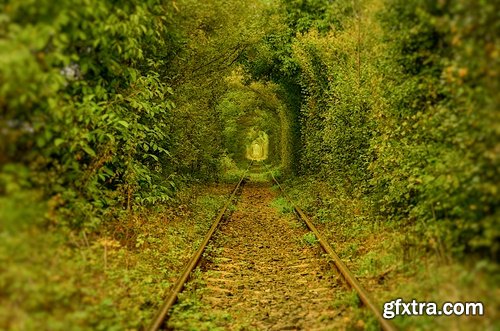 Collection of the train in the forest railway sleepers rails 25 HQ Jpeg