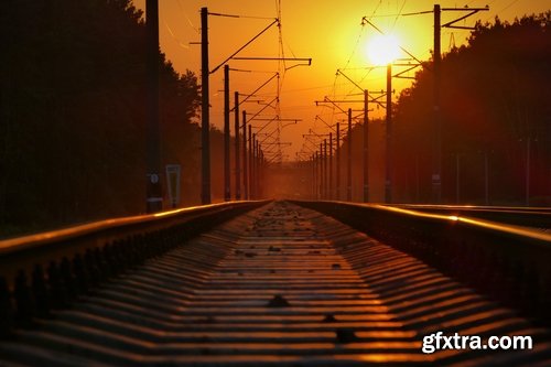 Collection of the train in the forest railway sleepers rails 25 HQ Jpeg