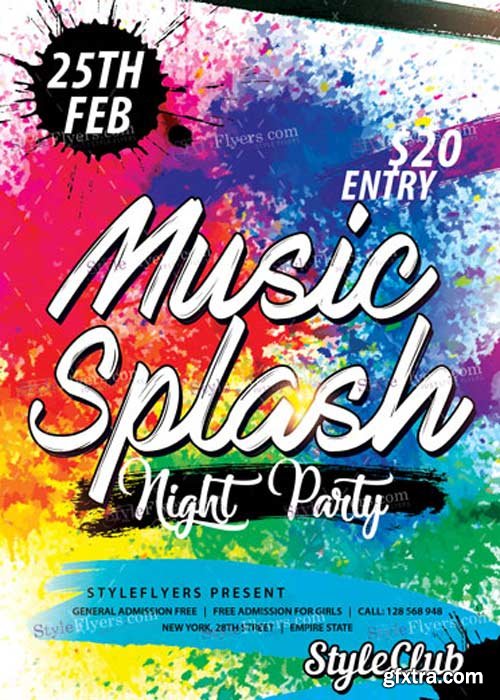 Music Splash Night Party V9 PSD Flyer Template