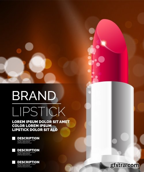 Collection of lipstick nail polish lips female beauty makeup 25 EPS