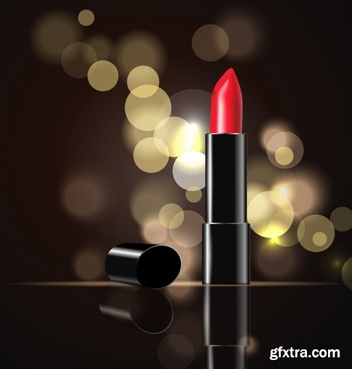 Collection of lipstick nail polish lips female beauty makeup 25 EPS