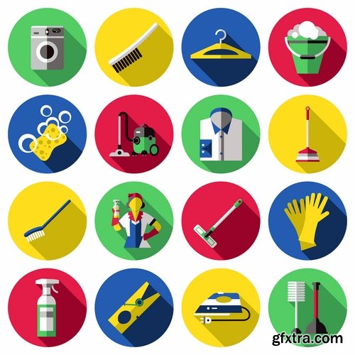 Collection of logo cleaning company business card icon means for cleaning and washing 25 EPS