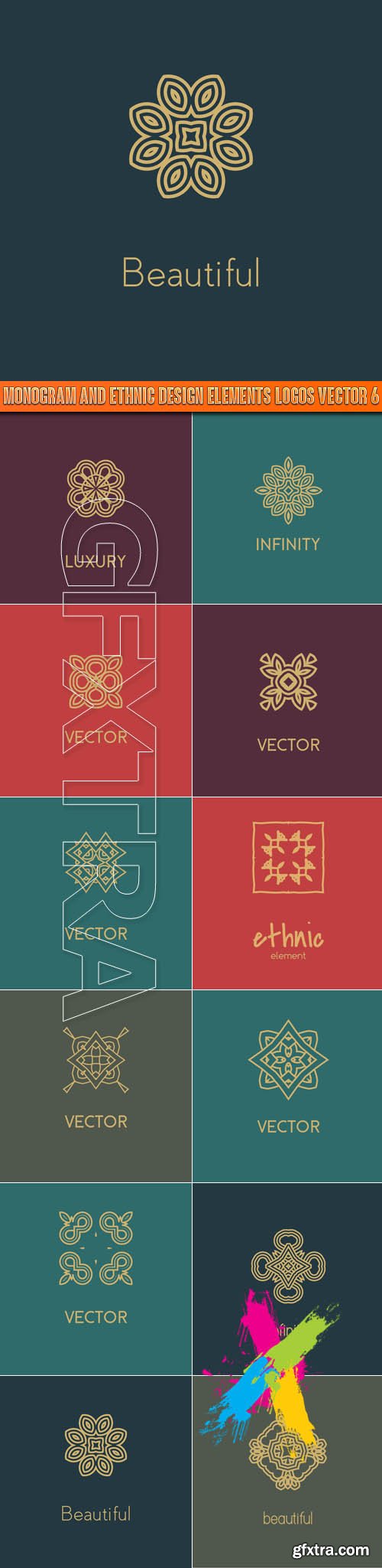 Monogram and ethnic design elements logos vector 6