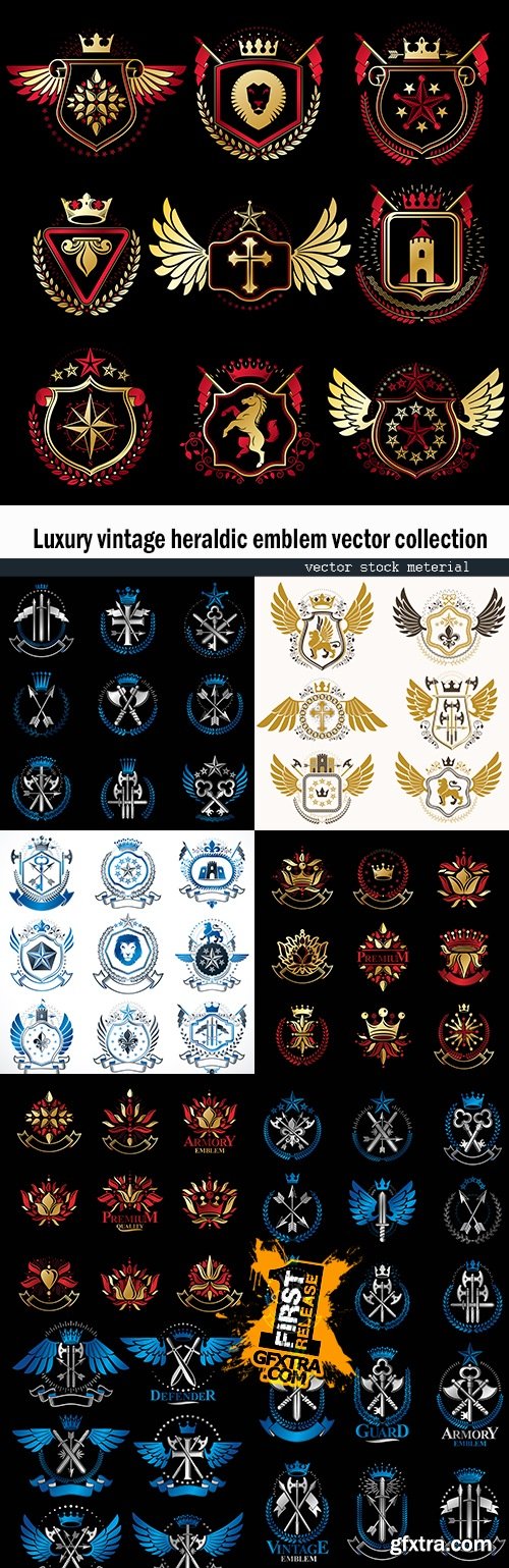 Luxury vintage heraldic emblem vector collection