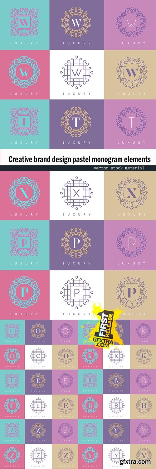 Creative brand design pastel monogram elements