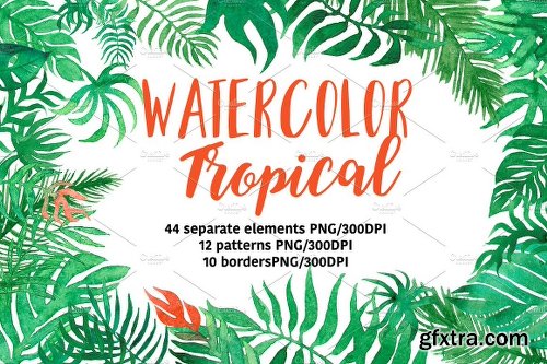 CreativeMarket Watercolor Tropical 879350