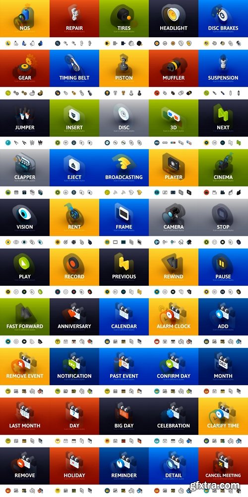 Icons, a collection of 3D icons on various topics (vector) 3